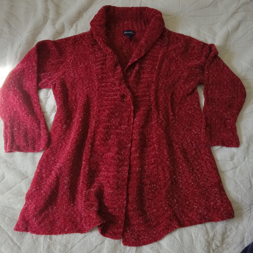 Denim & Co Women's Red Cardigan